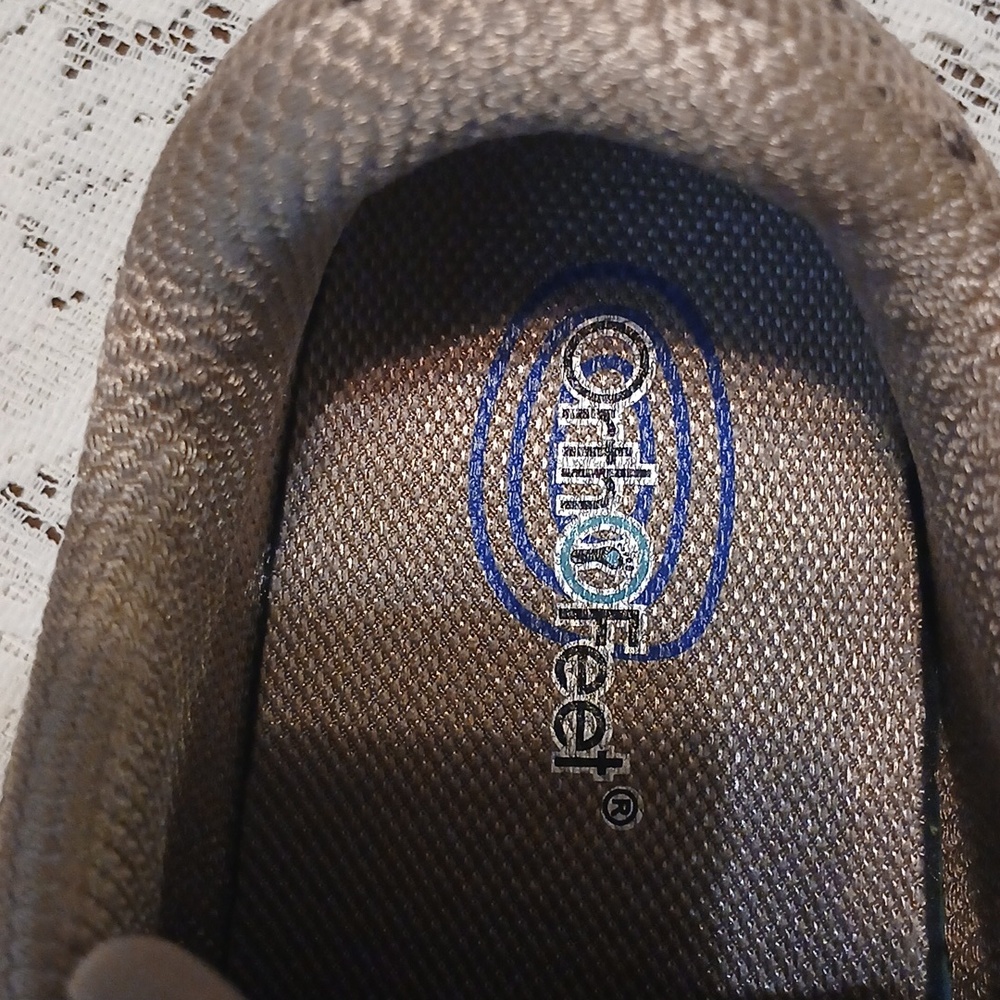 Orthofeet Taupe Knit Comfort Slip-On Shoe sz. 9X-Wide - Picture 3 of 6